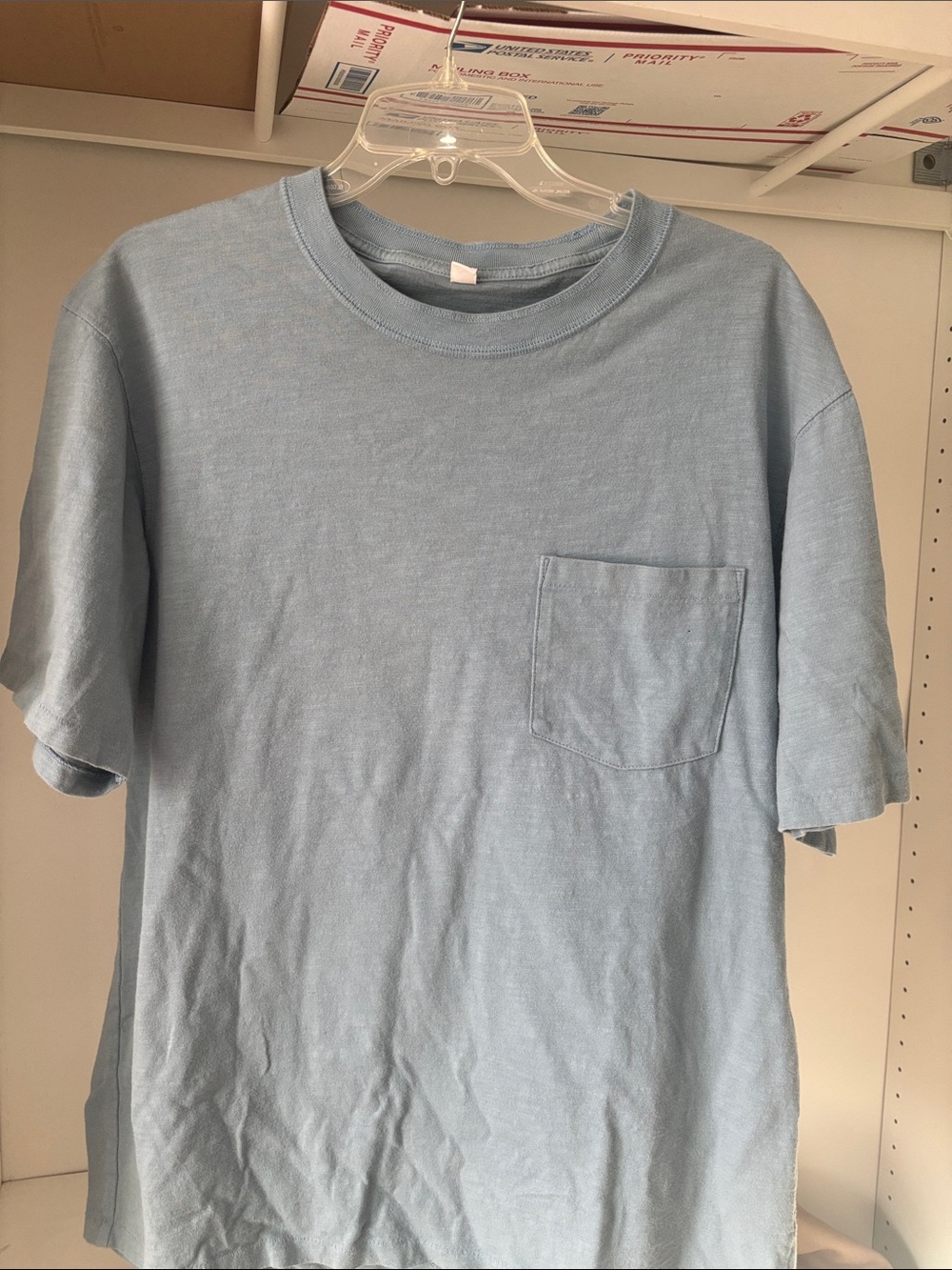 Uniqlo Light Blue Short-Sleeve Crewneck with Chest Pocket